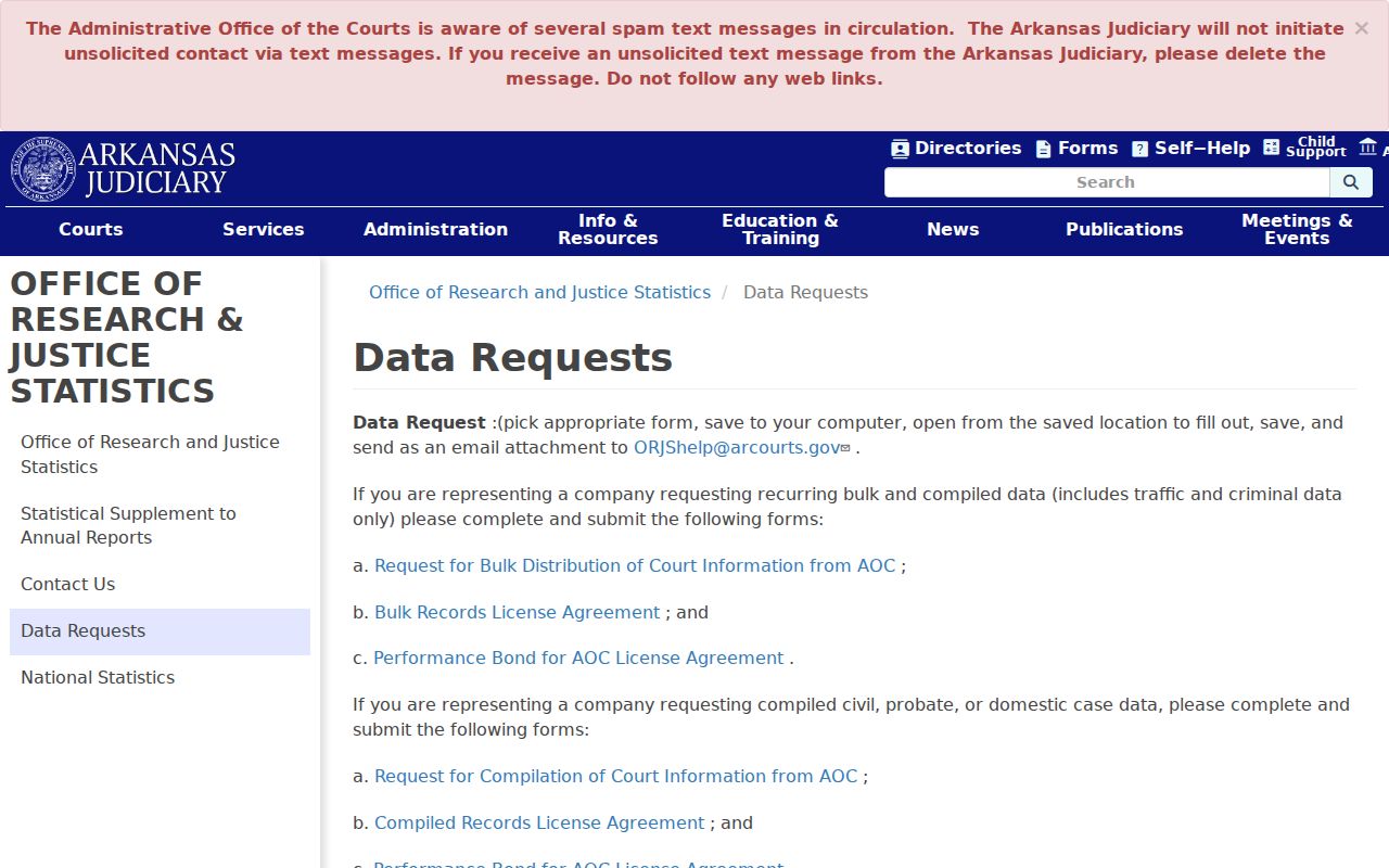 Calhoun County case lookup and AOC data request information