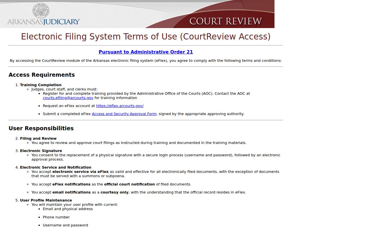 Calhoun County case search and Arkansas eFlex filing terms