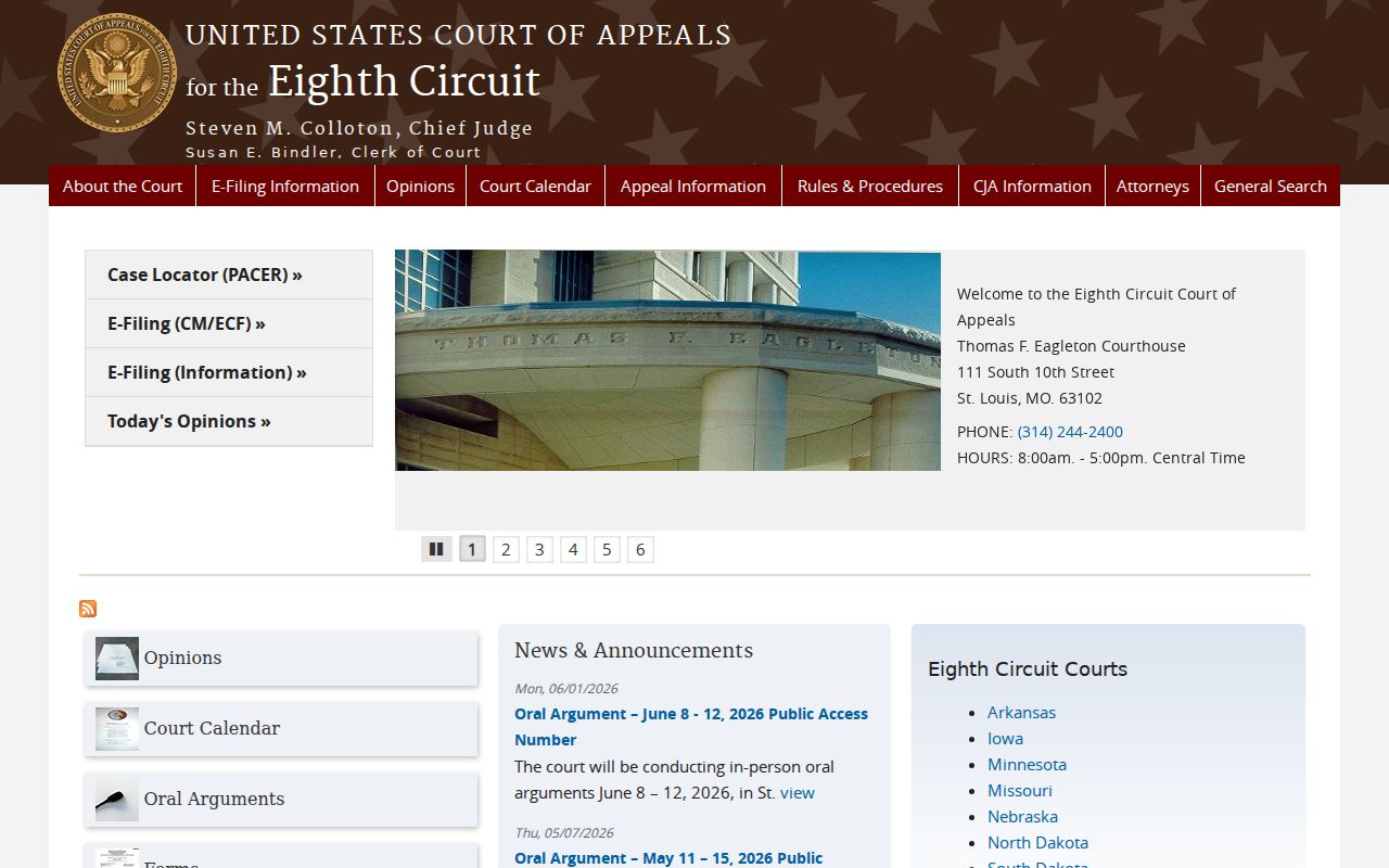 Hampton docket search context for the separate federal Eighth Circuit