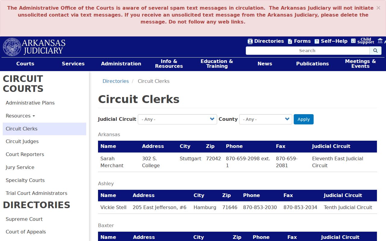 Calhoun County Circuit Clerk court docket contact