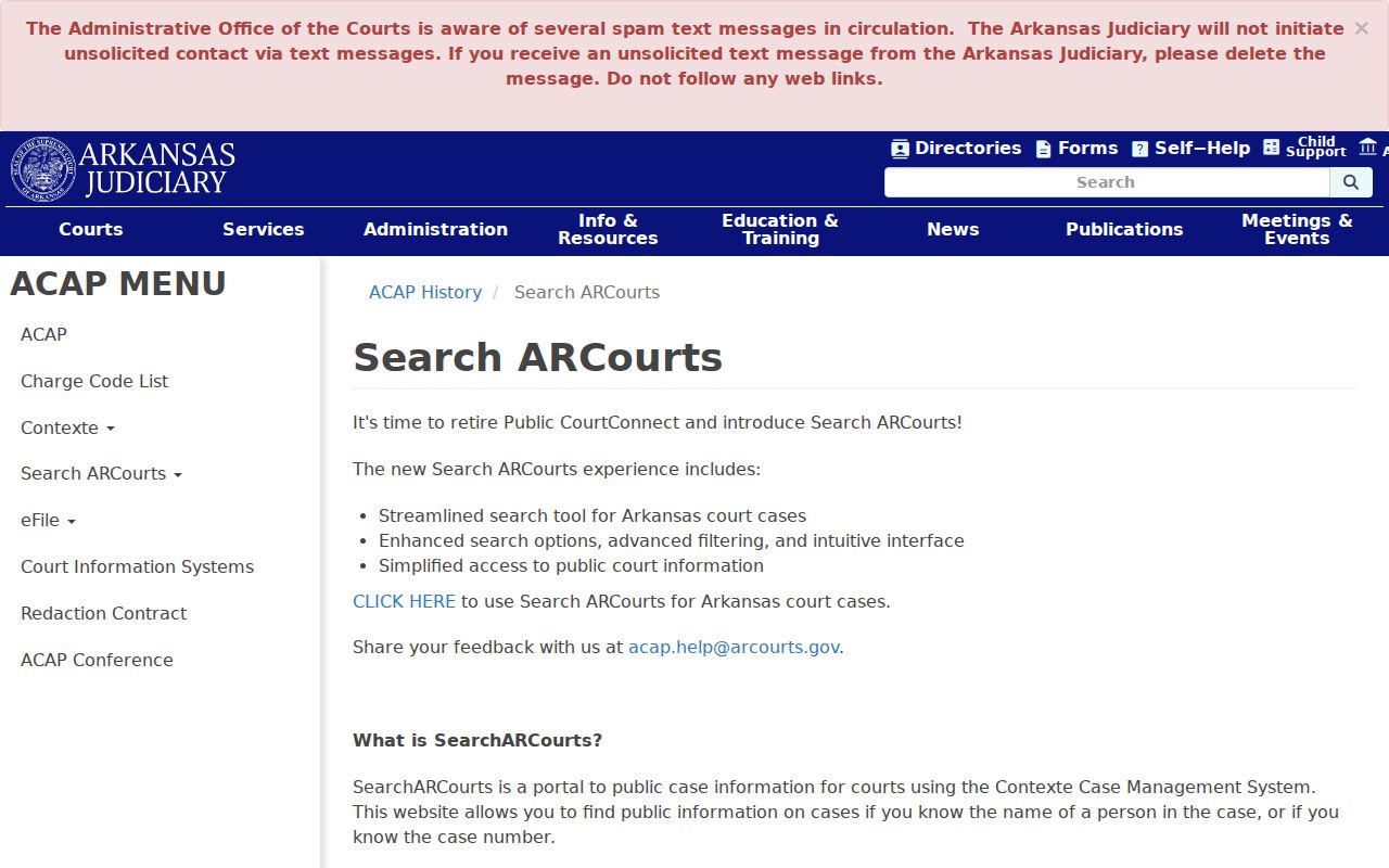 Official guide for Calhoun County court docket search fields